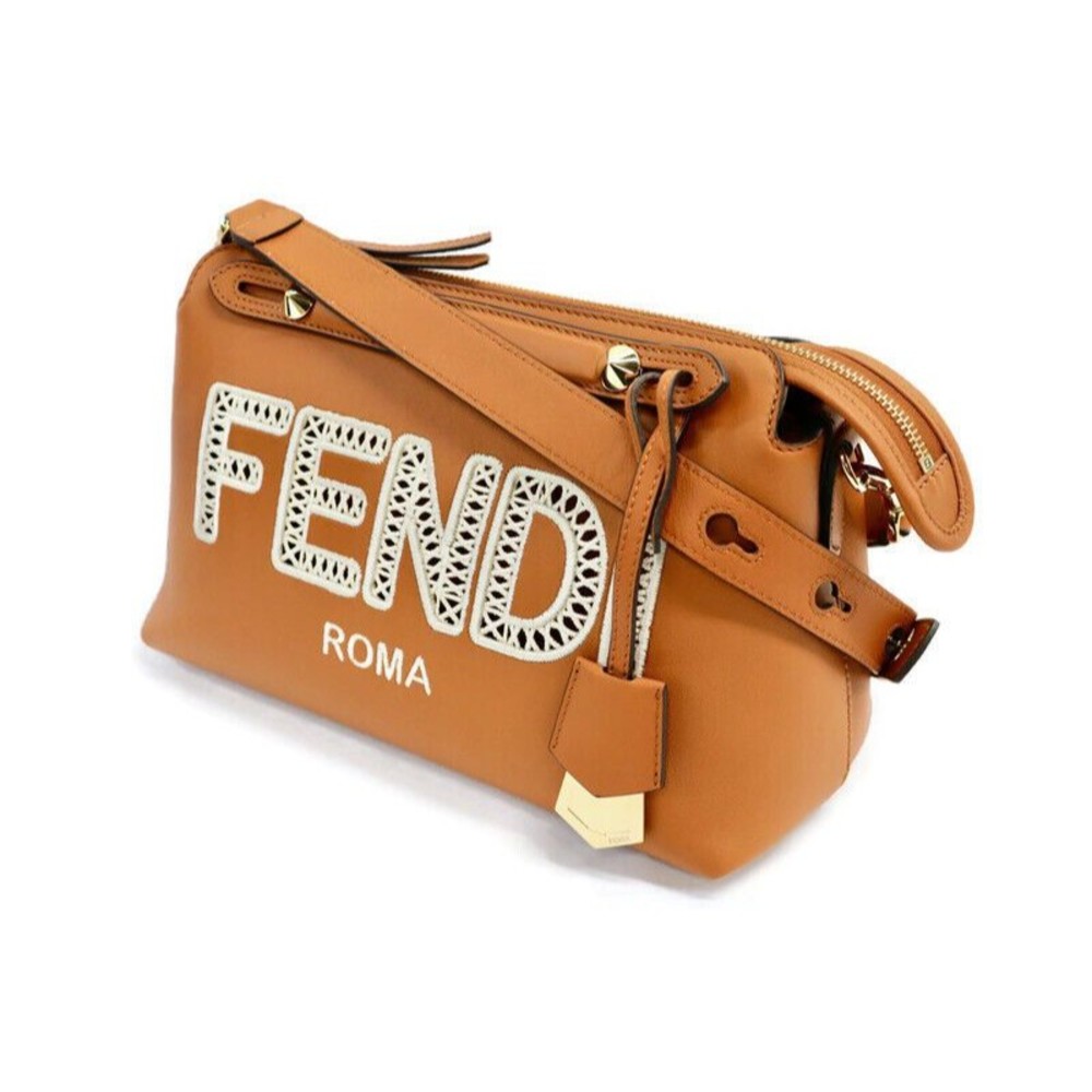 FENDI - By The Way - Tan Brown Leather Crossbody Logo Bag - Made In Italy